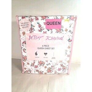 NEW 6 Piece Betsey Johnson Fall Foliage  QUEEN Sheet Set 100% Soft Polyester